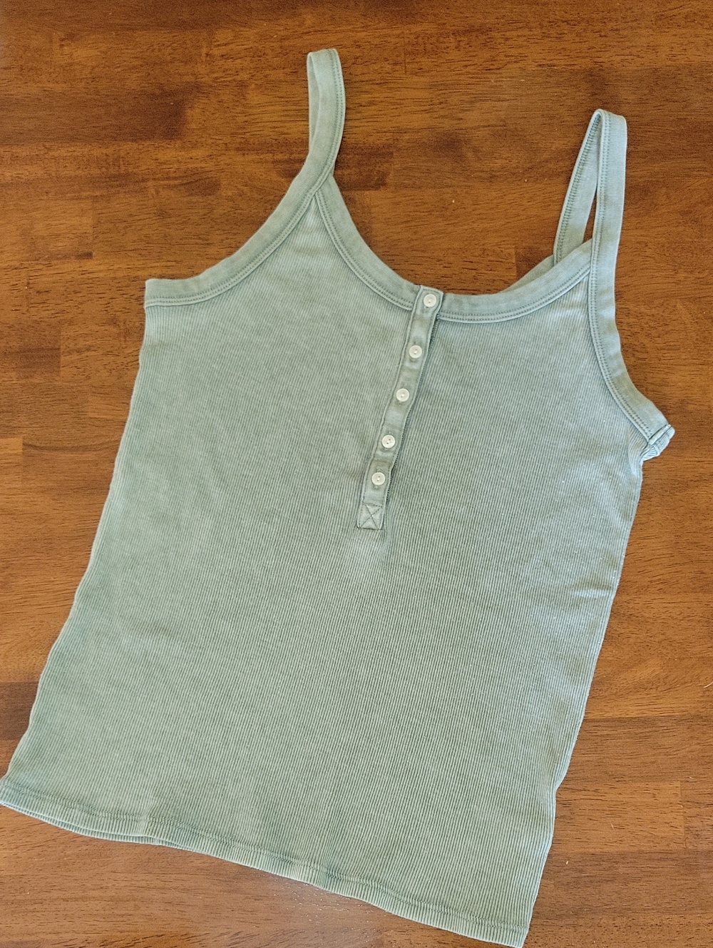 Aerie Scoop Neck Henley Tank | Large